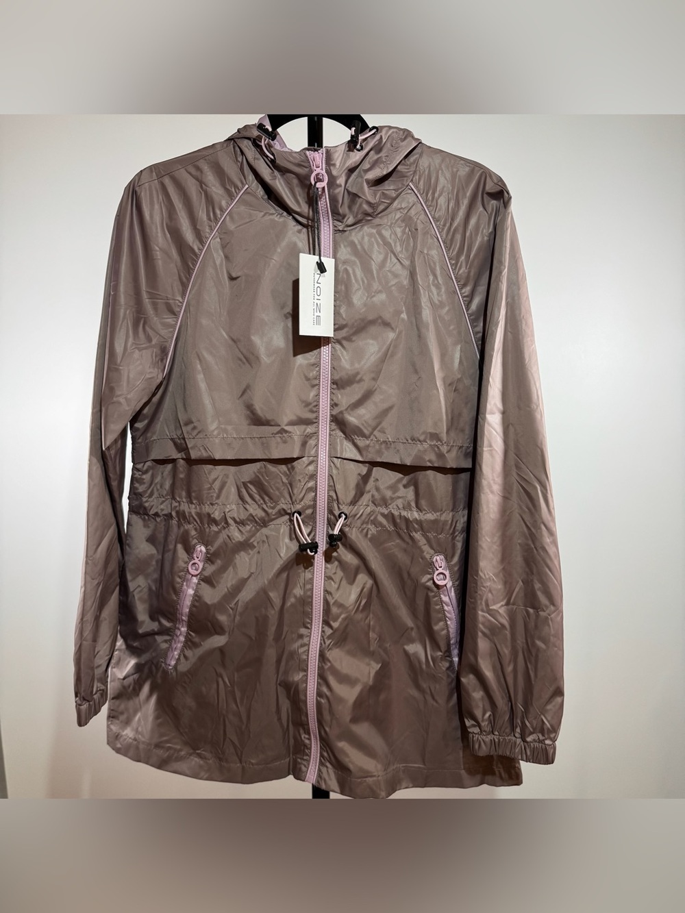 Noize Shiloh Mauve Windbreaker Rain Utility Jacket Pink Trim Size Small S